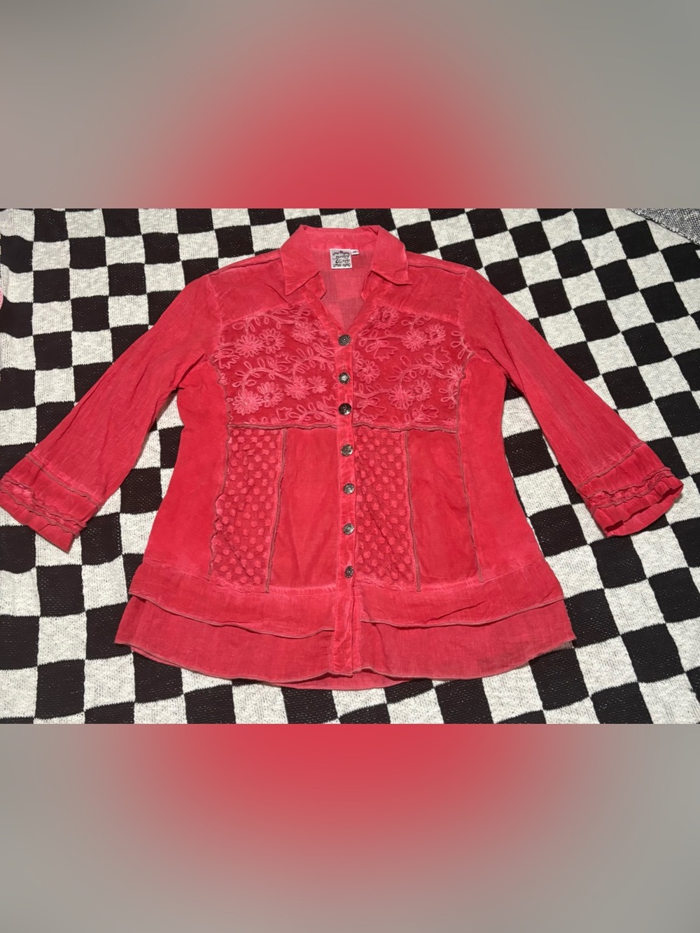 Boho Tiered Button Down Blouse